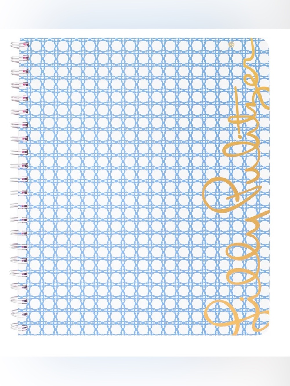 Lilly Pulitzer Large Hardcover Spiral Notebook, Frenchie Blue Caning